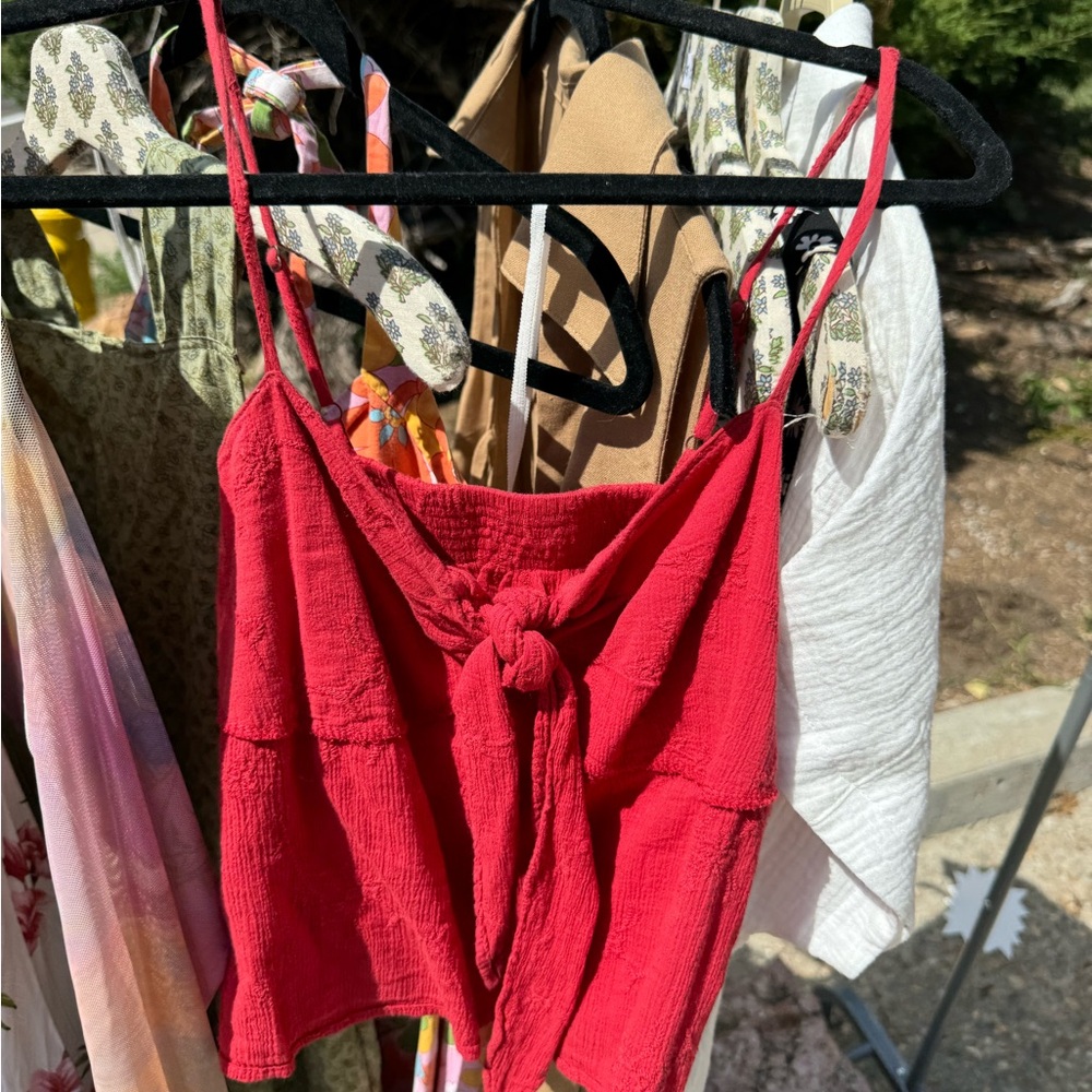 Red Tie-Front Women’s Top